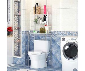 THINFAR Scaffale sopra WC con 3 Ripiani, Scaffale per Bagno, Mensole da Bagno sopra la mensola della Lavatrice salvaspazio Organizer per Lavanderia, WC (Bianco)