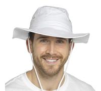 Thingimijigs Cappello da uomo in cotone a tesa larga Safari Bush cappello da sole, bianco, Large/X-Large