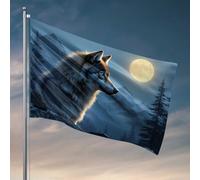 Things For Boys Room Wolf in the Moonlit Mountains Bandiera Yard Art Beer Decoration for Man Caverna (152 x 244 cm)