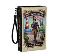 Things2Die4 Vinyl Charlie & The Chocolate Factory Book Handbag Novelty Clutch Purse Crossbody Bag 9.25 Inches High