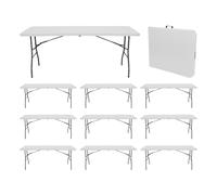 THINIA HOME MegaPack 10 Tavoli pieghevoli 180 cm Rettangolari Catering