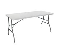 THINIA HOME Tavolo Catering Pieghevole Rettangolare Portatile Bianco 150 cm: Tavolo Multiuso per Campeggio ed Eventi in Interni e Esterni | Resina e Gambe in Acciaio per 2-4 Persone