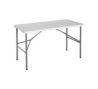 THINIA HOME - Tavolo pieghevole portatile per campeggio 122 cm, resina, uso interno ed esterno, giardino, terrazza, eventi e celebrazioni, catering, design valigia, maniglia per il trasporto, leggero