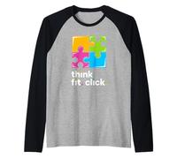 Think Fit Click Interlocking Puzzle Pieces Logica Maglia con Maniche Raglan
