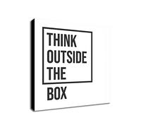 Think Outside the Box light - Stampa artistica tipografica su tela, varie misure (25,4 x 25,4 cm)