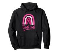 Think Pink Ribbon Rainbow Consapevolezza del Cancro al Seno Felpa con Cappuccio