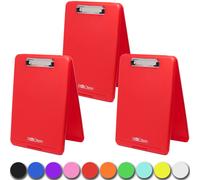 Think2Master [3er-Pack] Rotes Klemmbrett aus Kunststoff. | 25 % schwerer und stabiler | Robust und verbiegt sich nicht wie bei anderen Marken (siehe G