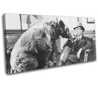 Thinking Man and Bear 1940s comedy Humour SINGLE TELA parete arte foto stampa