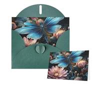 Thinking of You Biglietti con buste, biglietto di auguri con ninfea e libellula, biglietti vuoti per tutte le occasioni, biglietto di ringraziamento per inviti di nozze, San Valentino, 10 x 15 cm