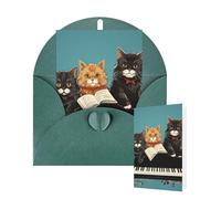 Thinking of You Biglietti con buste, biglietto di auguri con tre gatti che giocano note, biglietti vuoti per tutte le occasioni, biglietto di ringraziamento per inviti di nozze, San Valentino, 10 x 15