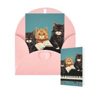 Thinking of You Biglietti con buste, biglietto di auguri con tre gatti che giocano note, biglietti vuoti per tutte le occasioni, biglietto di ringraziamento per inviti di nozze, San Valentino, 10 x 15