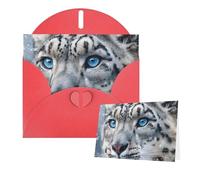 Thinking of You Biglietti con buste con occhi azzurri leopardo delle nevi, biglietti vuoti per tutte le occasioni, biglietto di simpatia, biglietto di ringraziamento per inviti di nozze, feste di