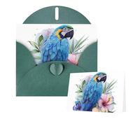 Thinking of You - Biglietti con buste con pappagallo blu in fiori, biglietti vuoti per tutte le occasioni, biglietto di simpatia, biglietti di ringraziamento per inviti di nozze, feste di compleanno