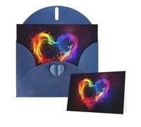 Thinking of You - Biglietti di auguri con buste, cuore arcobaleno, biglietti vuoti per tutte le occasioni, compleanno, ringraziamento, biglietti per inviti di nozze, San Valentino, 10 x 15 cm