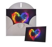 Thinking of You - Biglietti di auguri con buste, cuore arcobaleno, biglietti vuoti per tutte le occasioni, compleanno, ringraziamento, biglietti per inviti di nozze, San Valentino, 10 x 15 cm