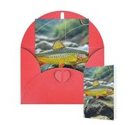 Thinking of You Biglietti di auguri di compleanno con buste Brook trota, pesca a mosca, biglietti vuoti per tutte le occasioni, biglietto di ringraziamento per inviti di nozze Natale 10 x 15 cm