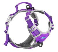 ThinkPet Imbracatura anti-treno, pettorina per cani con manico, facile da controllare, regolabile senza soffocamento, pettorina per cani riflettente, traspirante, imbottita (XL, viola)