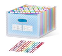 ThinkTex 26 Pockets Expanding File Folder Upright & Open Top A-Z Colorful Tabs Larger Capacity Accordion Folder Letter/A4 Size for School Home an