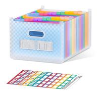 ThinkTex Cartella Espandibile a 26 Tasche, Verticale e Aperta, Linguette Colorate Dalla A alla Z, Cartelletta a Fisarmonica di Maggiore Capacità, Materiale di Consumo per Insegnanti - Blu