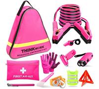 THINKWORK Kit di emergenza per auto per i regali della ragazza e della signora, kit di emergenza rosa per l'assistenza stradale