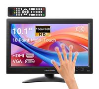 Thinlerain Mini monitor da 10,1 pollici, 1366 x 768 LED, 16:9, schermo touch screen a LED, mini monitor (HDMI/VGA/BNC/AV/Speaker/VESA) per PC, Kitchen, Fire Stick, Computer, Raspberry Pi, Windows 7/8