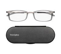 ThinOptics Brooklyn Clear 1.5 2.5 compatta Universale | Cornice, Custodia Nera, Occhiali da Lettura Pieghevoli da 2.50 di Forza, Trasparente, +1.50 Strength Unisex-Adulto