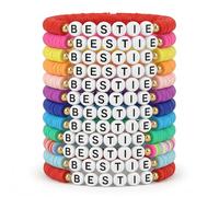 Thinp 12 braccialetti dell'amicizia, colorati, regolabili, per migliore amica, con perline piatte in argilla, per donne, estivi, surfisti, spiaggia, accessori per feste (multicolore)