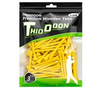 THIODOON Tee da Golf 83mm Tee in Legno con Meno attrito Allenamento per Golfisti Tee da Golf in Legno Naturale Professionale Confezione da 100 Pezzi Tee da Golf Gialli