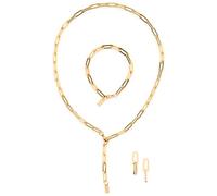 THIORA 'Island Links' Set di catene a maglie in acciaio inox | collana bracciale orecchini da donna | set gioielli | oro argento rosa