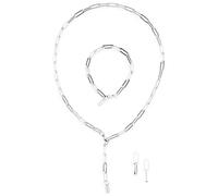 THIORA 'Island Links' Set di catene a maglie in acciaio inox | collana bracciale orecchini da donna | set gioielli | oro argento rosa, Kette: 540 mm, Ohrringe: 30 mm