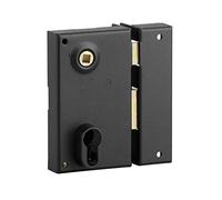 THIRARD - Cassa per serratura a doppia entrata verticale da superficie con elevatore per apertura a destra, interasse 45 mm, 73x125 mm, nera