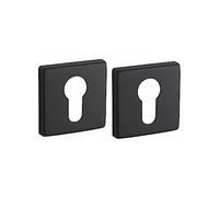 Thirard Coppia di rosette quadrate 50 x 50 mm con foro cilindro, nero opaco