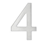 THIRARD - Numero 4 Adesivo - Acciaio Inox - Resistenza alle Intemperie - Adesivo 3M Potente - Altezza 76 mm - Grigio - Design Elegante - Applicazioni Decorative