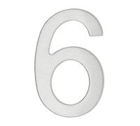 THIRARD - Numero 6 Adesivo - Acciaio Inox - Resistenza alle Intemperie - Adesivo 3M Potente - Altezza 76 mm - Grigio - Design Elegante - Applicazioni Decorative