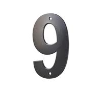 THIRARD - Numero 9 da Avvitare - Lega Metallica - Esterno - Ideale per Numero Civico e Casella Postale - Resistente alle Intemperie - Altezza 80 mm - Nero