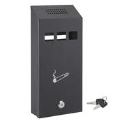 Posacenere a muro in metallo, acciaio, facile da pulire - 147X325X60mm - viti incluse, 2 chiavi - THIRARD