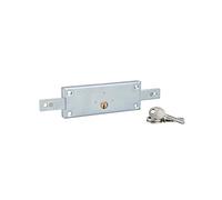 Serratura orizzontale per saracinesca in metallo, 2 catenacci laterali, 157x55mm, zincato, 3 chiavi - THIRARD