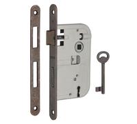 THIRARD - Serratura Infilare a Chiave per Porta di Camera - Ø 50 mm - Bouts Tondi - Corpo Acciaio Spessore 14 mm - Mezzo Giro Reversibile - 1 Chiave - Bronzo