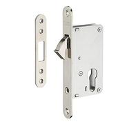 Serratura da incasso per porta scorrevole a cilindro europeo, asse 40mm - Finitura nichel - THIRARD