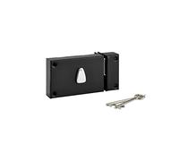 THIRARD - Serratura Verticale Applicata 6 Gorges a Chiave per Porta di Cantina - Solo Catenaccio - Destra - Asse 45 mm - 75x130 mm - Nera - Corpo e Gancio in Acciaio Curvato - 2 Chiavi Incluse