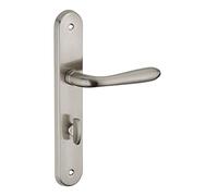 THIRARD - Set di Maniglie per Bagno e Toilette Athena - Acciaio Stampato - Uso Pratico con Blocco - Quadrato 7 mm - Interasse 195 mm - Finitura Nichel Spazzolato - Grigio