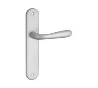 THIRARD - Set di maniglie per porta interna Goccia - Senza foro - Quadrato 7 mm - Interasse 195 mm - Cromato satinato - Piastre in alluminio stampato - Cavalletti in alluminio - Grigio