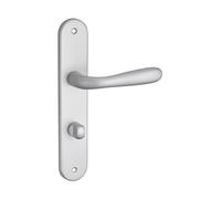 THIRARD - Set Maniglie per Bagno e WC Goccia con Serratura - Quadro 7 mm - Interassi 195 mm - Cromato Satinato - Placche Alluminio Stampato - Maniglie Alluminio - Grigio