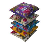 Third Eye Export Yves Set di 5 federe decorative colorate quadrate in cotone decorativo per cuscino con disegni di frutta con fiori 45,7 x 45,7 cm