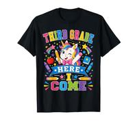 Third Grade Here I Come Unicorn 3rd Grader Back To School Maglietta