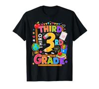 Third Grade Pencil Chalkboard Back To School Teacher Maglietta