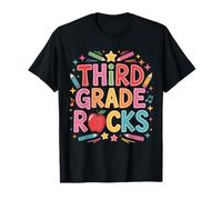 Third Grade Rocks Colorful Back to School Style Student Life Maglietta