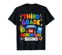 Third Grade Where The Adventure Begins Back To School Maglietta