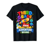 Third Grade Where The Adventure Begins Space Back To School Maglietta
