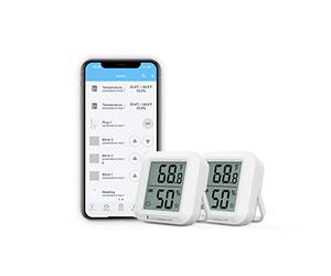 THIRDREALITY Zigbee - Set di 2 sensori di temperatura e umidità con schermo LCD digitale, hub ZigBee, registrazioni di applicazioni, monitoraggio remoto e domotica